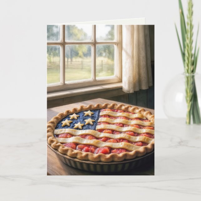 Carte 4th of July Birthday with American Flag Pie (Devant)
