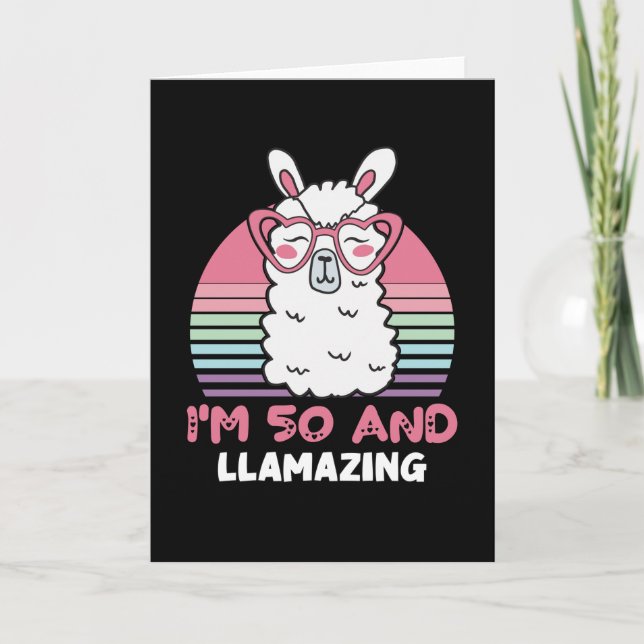 Carte 50 ans Anniversaire Llamazing Llama 50e anniversai (Devant)