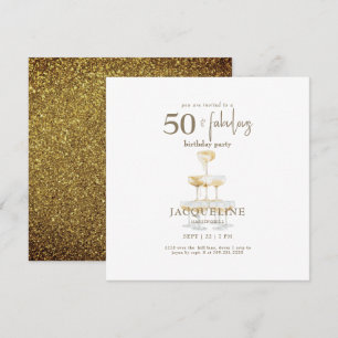 Carte 50 ans et Fabuleux Fête d'anniversaire Glam Or Car