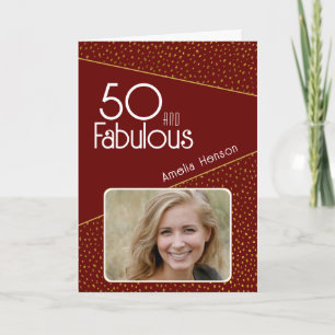 Carte 50 ans et Fabuleux Paillettes Dorées Photo 50e Ann