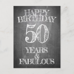 Carte 50 ans style tableau noir