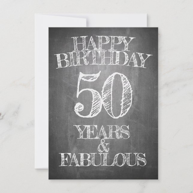 Carte 50 ans style tableau noir (Devant)