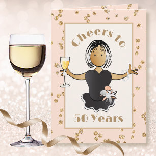 Carte 50 Dessin Cartoon Féminin Ethnique Champagne Salue
