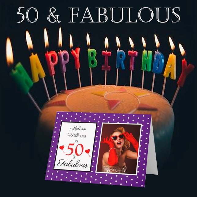 Carte 50 et fabuleux 50e anniversaire Photo Royal Purple (Créateur téléchargé)