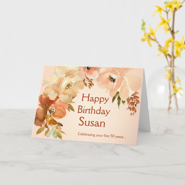 Carte 50 et Fabuleux anniversaire (Fleur jaune)