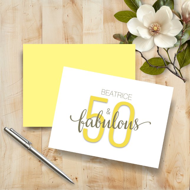 Carte 50 et fabuleux Anniversaire Typographie Or Anniver (50 and fabulous birthday card in gold and silver)