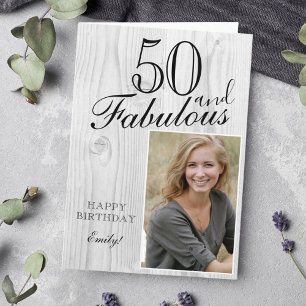 Carte 50 et fabuleux Rustic Wood Elegant Birthday Photo