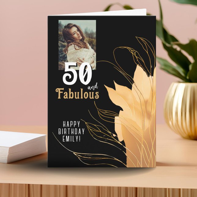 Carte 50 et Fabulous Gold Foliage 50e Anniversaire Photo (Créateur téléchargé)