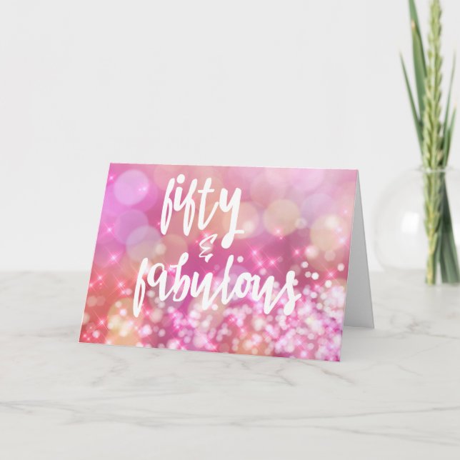 Carte 50 & Fabuleux, 50e Anniversaire Glamour rose (Devant)