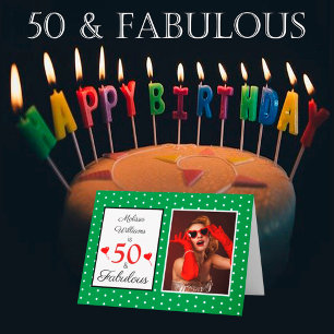 Carte 50 & Fabuleux 50e anniversaire Photo Green White D