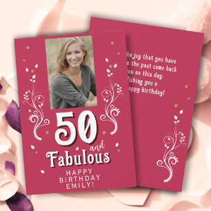 Carte 50 & Fabulous Foliage Magent 50th Birthday Photo