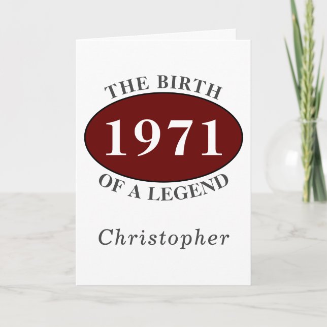 Carte 50e anniversaire 1971 Légende Créer votre propre r (Devant)