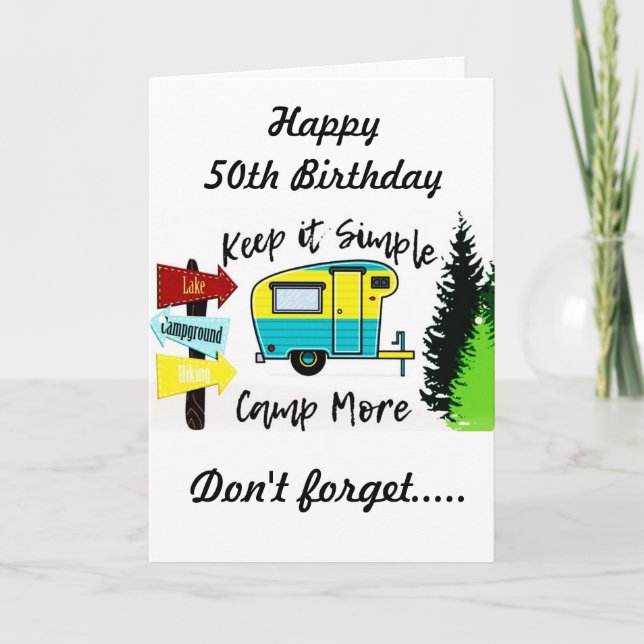 Carte *50e ANNIVERSAIRE* À MON CAMPER FAV (Devant)