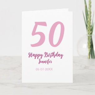 Carte 50e anniversaire ajouter nom date année rose rouge