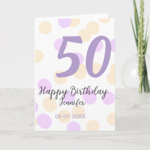 Carte 50e anniversaire ajouter nom date violet orange po