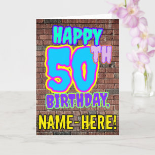Carte 50e anniversaire - Amusant, Graffiti urbain inspir