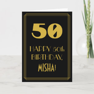 Carte 50e anniversaire ~ Art Déco Inspiré Look "50" & No