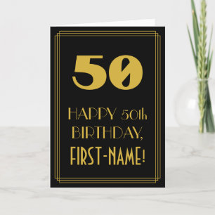 Carte 50e anniversaire - Art Déco Inspiré Look "50" & No