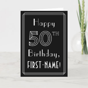 Carte 50e anniversaire : Art Déco Style # 50 & Nom perso