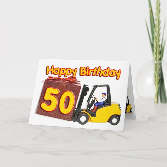 Carte 50e anniversaire avec chariot élévateur à fo (Devant)
