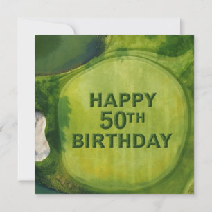 Carte 50e anniversaire de golf pour golfeur sur green