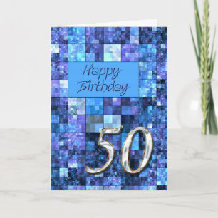 Carte 50e anniversaire de la Birthday with abstract squa