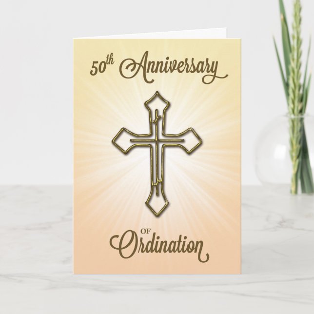 Carte 50e anniversaire de l'ordination, Croix d'or (Devant)