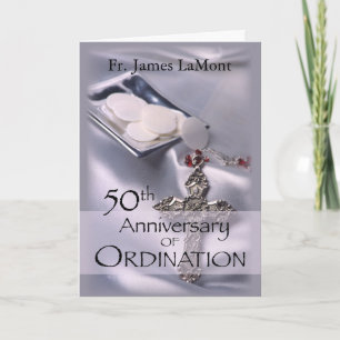 Carte 50e Anniversaire de l'Ordination Nom Personnalisé 