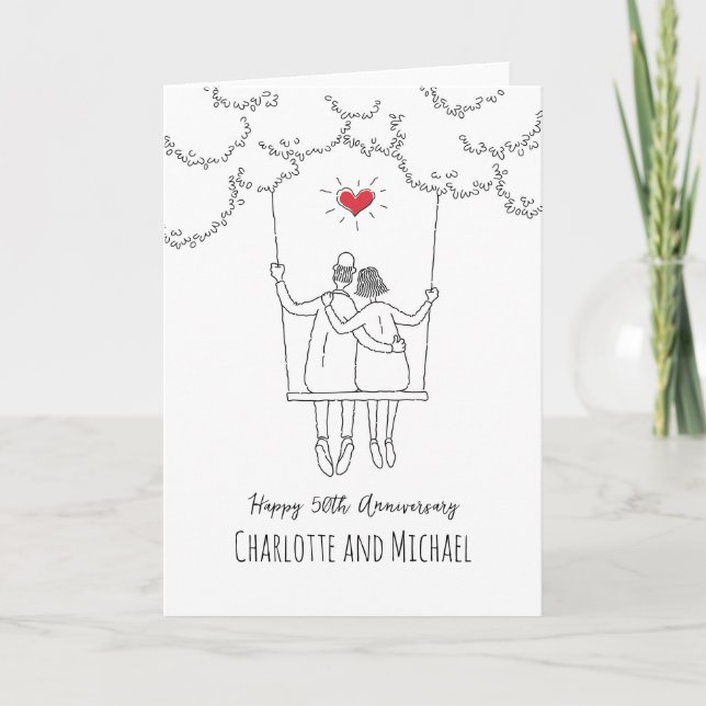 Carte 50e anniversaire de Mariage d'or Couture du coeur  (Devant)