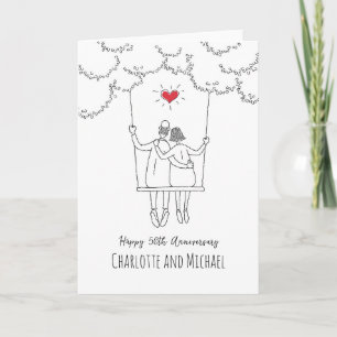 Carte 50e anniversaire de Mariage d'or Couture du coeur 