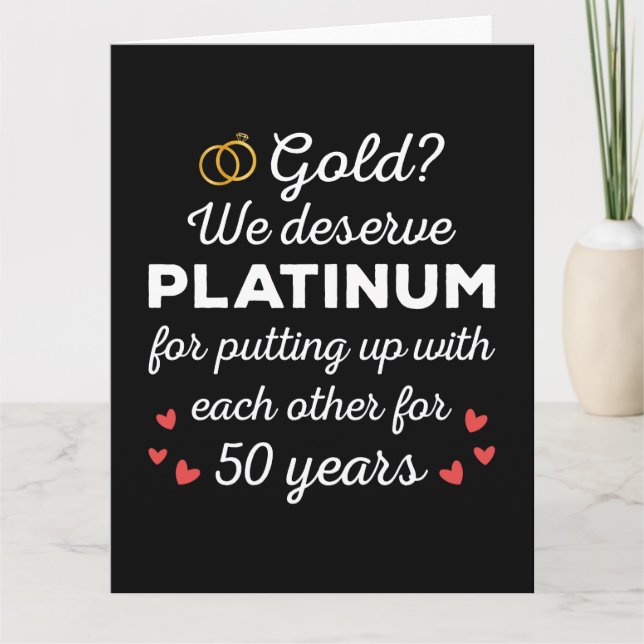 Carte 50e Anniversaire de Mariage I - Couple Drôle en Or (Devant)