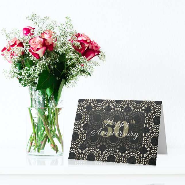 Carte 50e anniversaire du Mariage Gold et Black Happy (Créateur téléchargé)