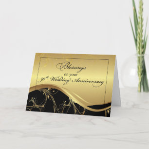 Carte 50e anniversaire du Mariage Religious Black and Go
