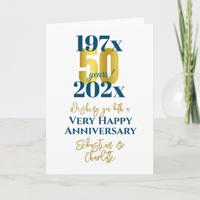 Carte 50e anniversaire du Mariage Typographie moderne (Devant)