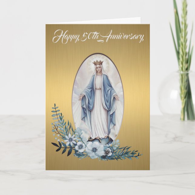 Carte 50e anniversaire du Mariage | Vierge |Or (Devant)
