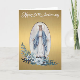 Carte 50e anniversaire du Mariage   Vierge  Or