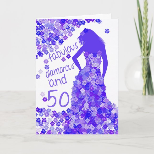 Carte 50e Anniversaire - Fabuleux, Glamour Et 50 (Devant)