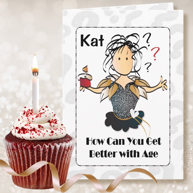 Carte 50e anniversaire Female Cartoon mignonne sucré drô (Créateur téléchargé)
