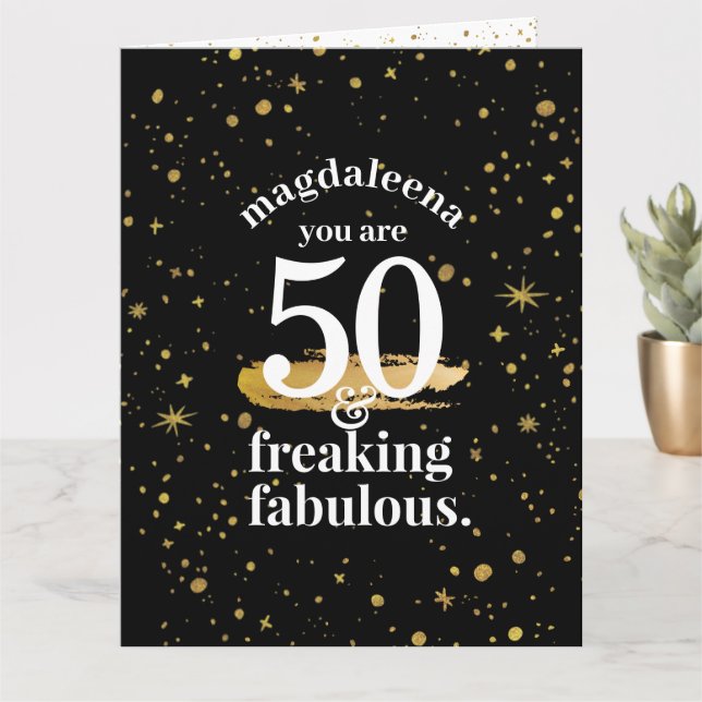 Carte 50e anniversaire Gold Black Freaking Fabuleux Jumb (Petite plante)