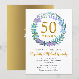 Carte 50e anniversaire Golden Floral Changez la date