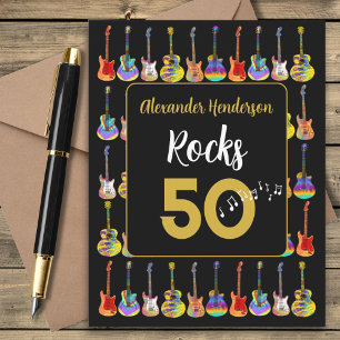 Carte 50e anniversaire Guitar Rocks 50 Personnalisé
