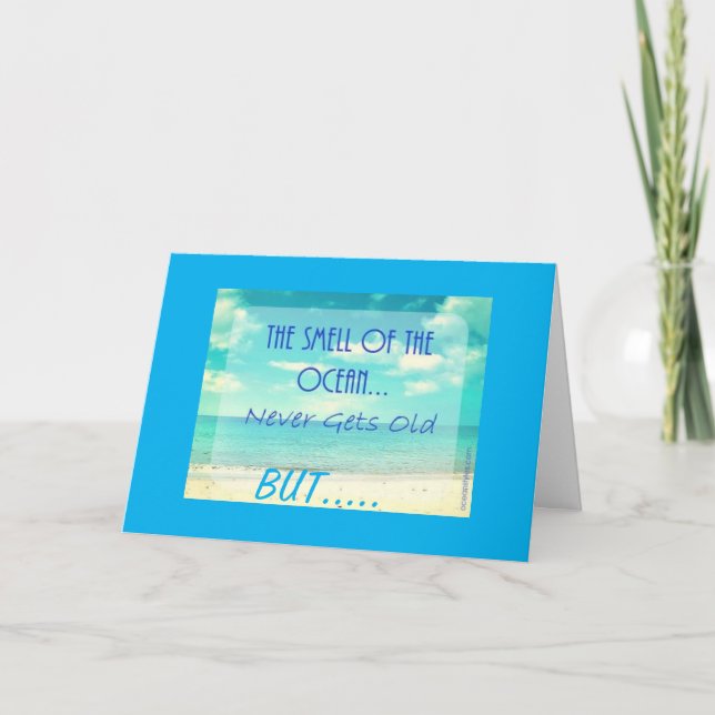 Carte *50e anniversaire* HUMOUR pour le "BEACH LOVER" (Devant)