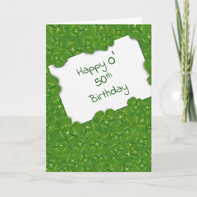 Carte 50e anniversaire irlandais et Shamrock (Devant)