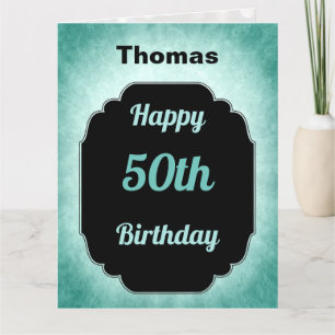 Carte 50e anniversaire moderne bleu et noir masculin
