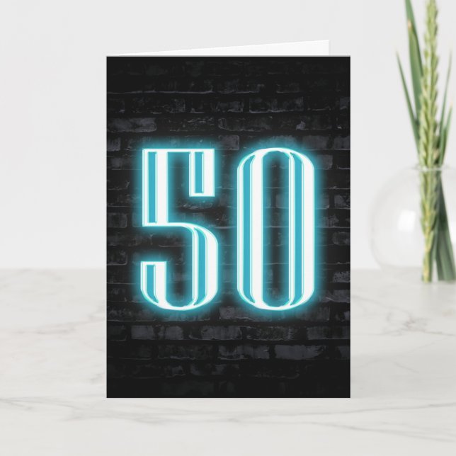 Carte 50e anniversaire néon Connexion en brique (Devant)