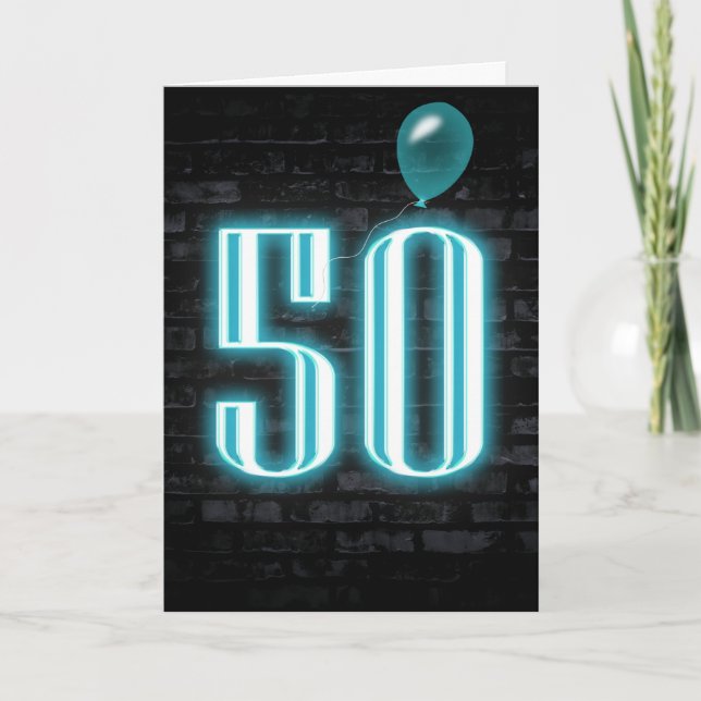 Carte 50e anniversaire néon Connexion en brique (Devant)