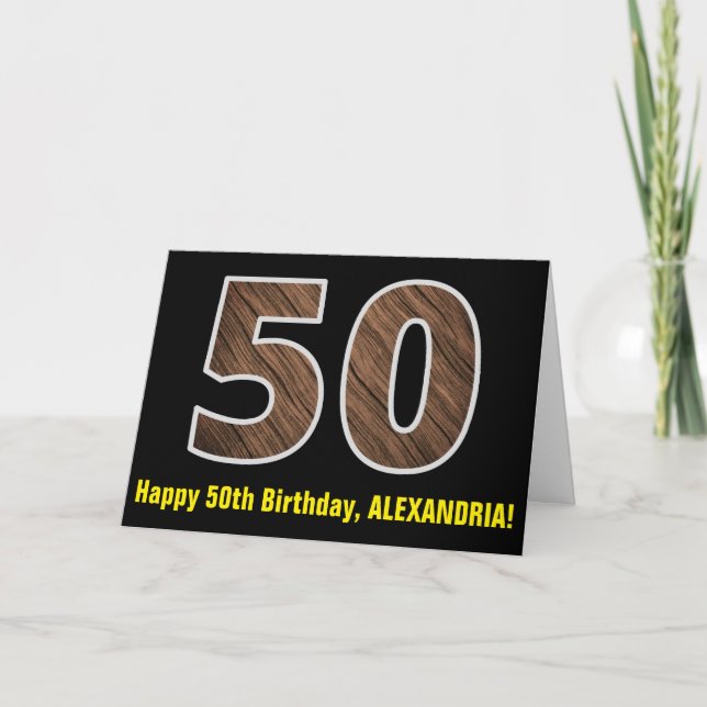 Carte 50e anniversaire : Nom + Faux Motif de grains de b (Devant)