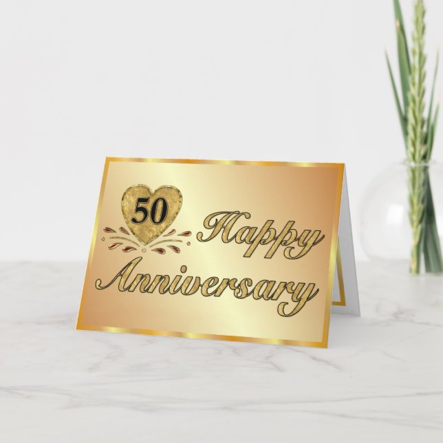 Carte 50e anniversaire - Or (Devant)