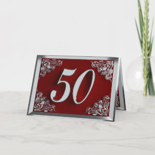 Carte 50e anniversaire ou anniversaire Regal Argent et R