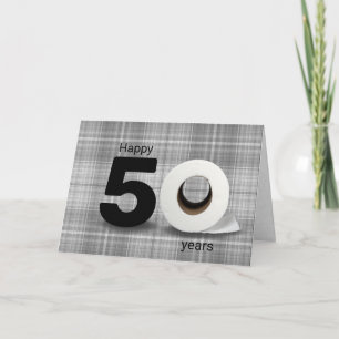 Carte 50e anniversaire papier toilette rouleau sur plaid